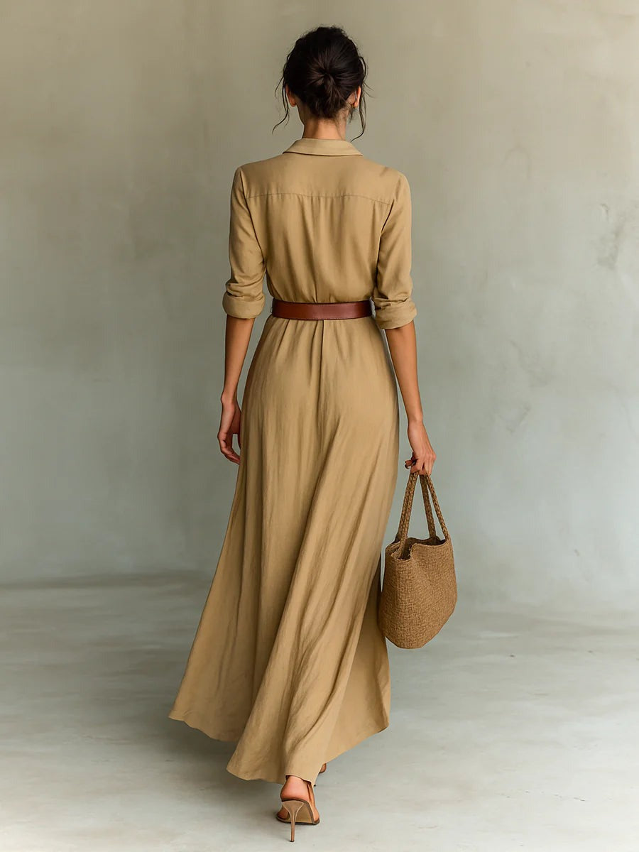 Vivian | Fließendes Maxi-Kleid mit Gürtel
