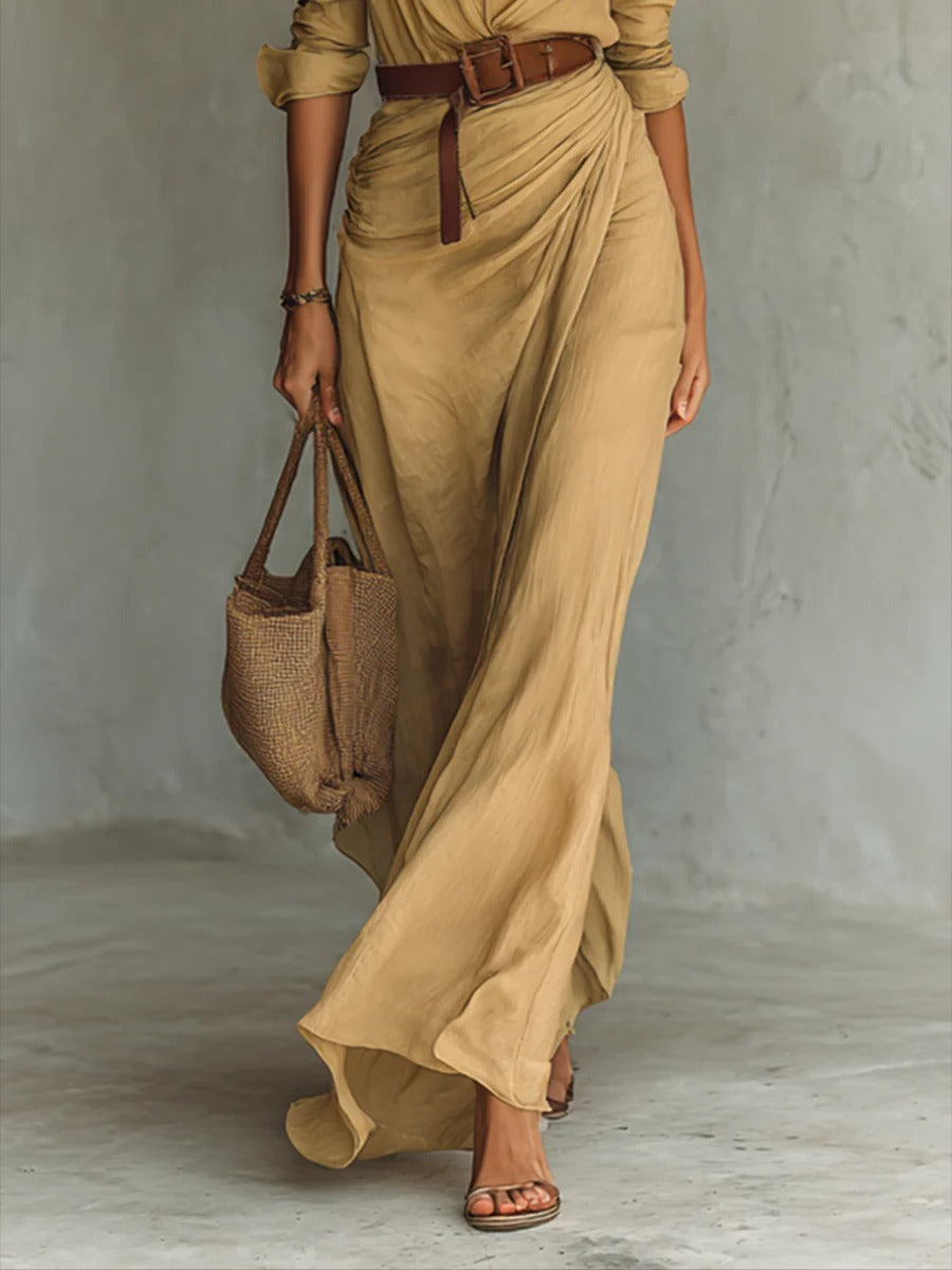 Vivian | Fließendes Maxi-Kleid mit Gürtel