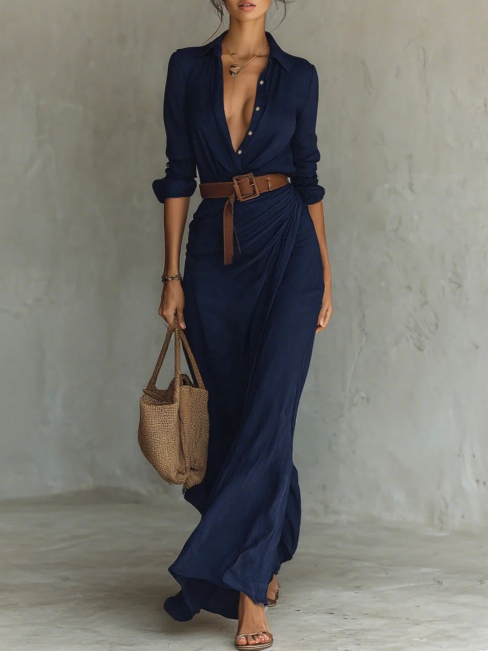 Vivian | Fließendes Maxi-Kleid mit Gürtel
