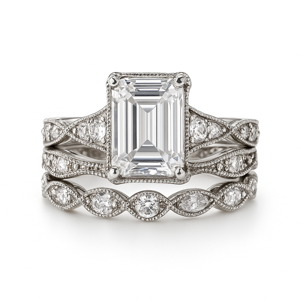 Vintage Silberner Glänzender Schicht-Ring