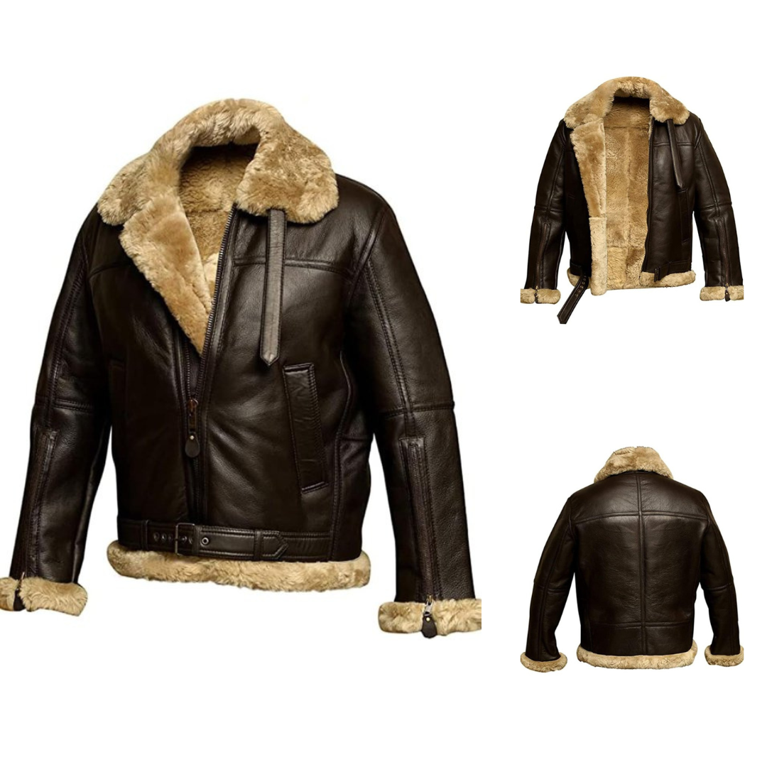 Aiden | Klassische Shearling-Lederjacke