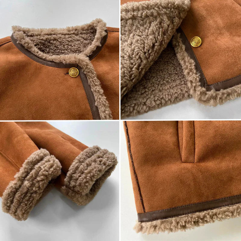 Anna | Lammfelljacke mit Knöpfen
