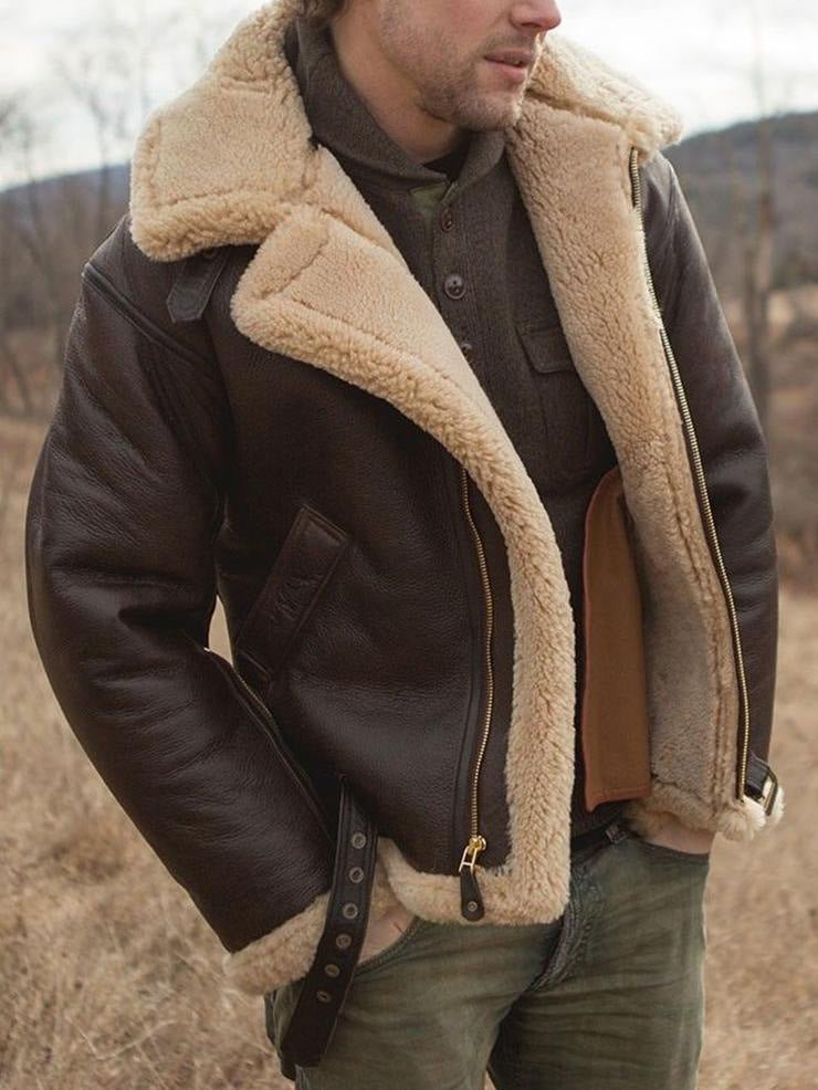 Aiden | Klassische Shearling-Lederjacke