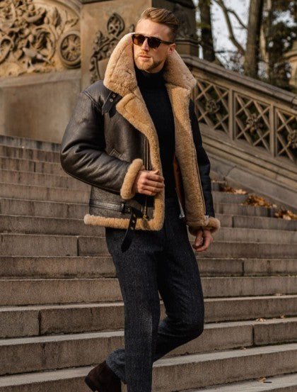 Aiden | Klassische Shearling-Lederjacke