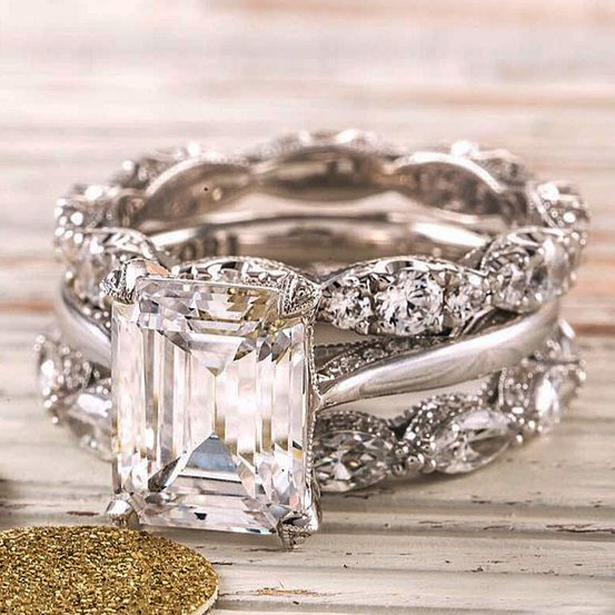 Vintage Silberner Glänzender Schicht-Ring